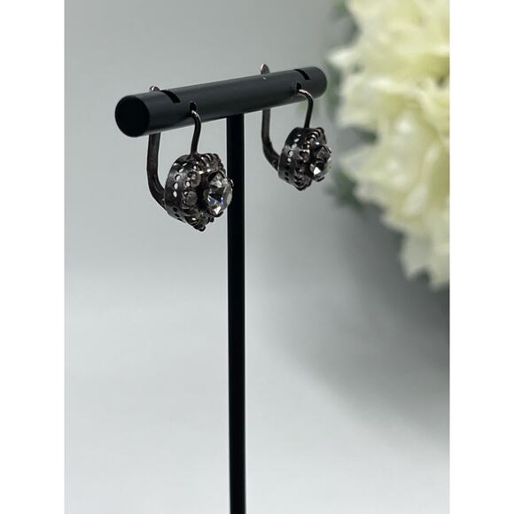 Vintage USSR Gilt 21k Gold Soviet Sterling Silver 875 Rock Crystal Earrings - Picture 3 of 16